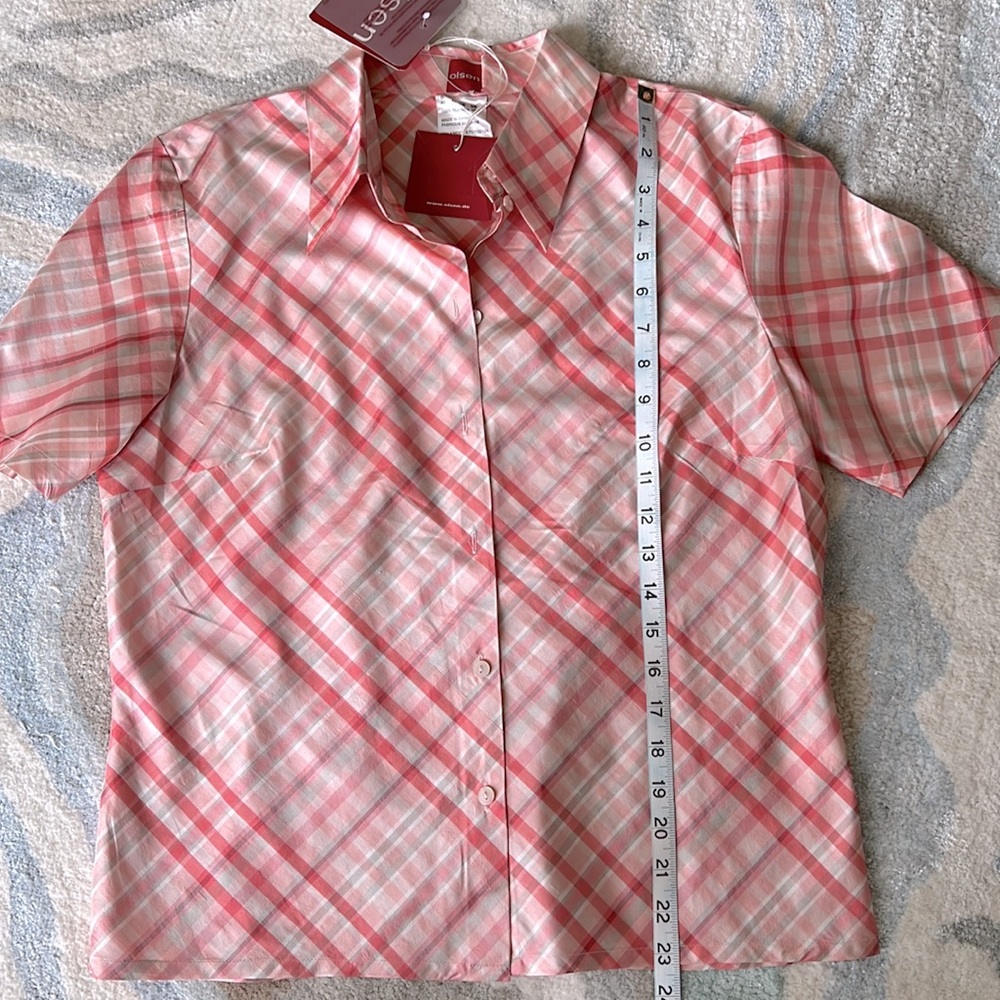 Olsen Women's Pink Plaid Blouse - Picture 4 of 8